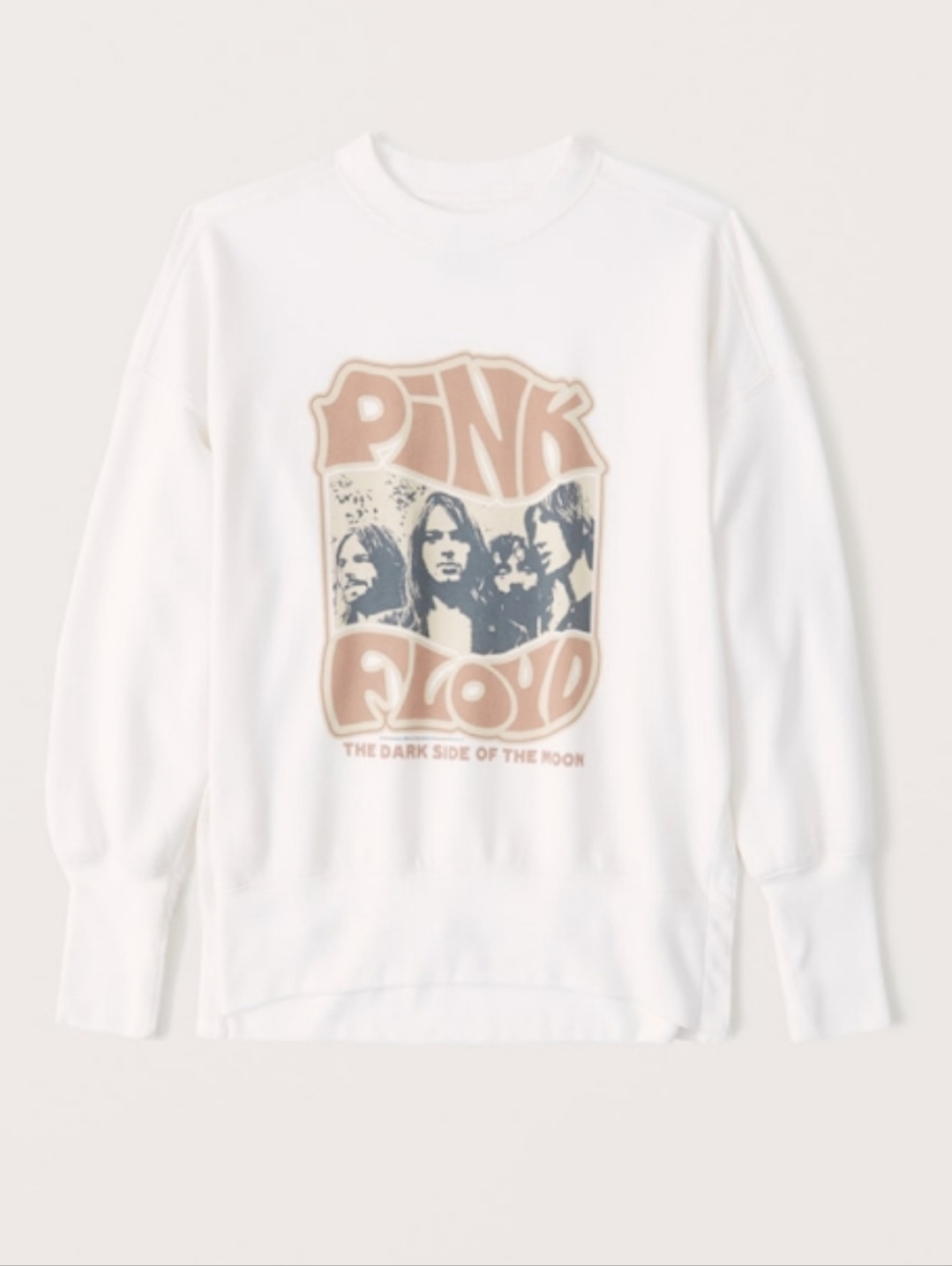 Abercrombie & Fitch Sweatshirt Pink Floyd Graphic Tunic White Pink Tan Gray L - Picture 3 of 8